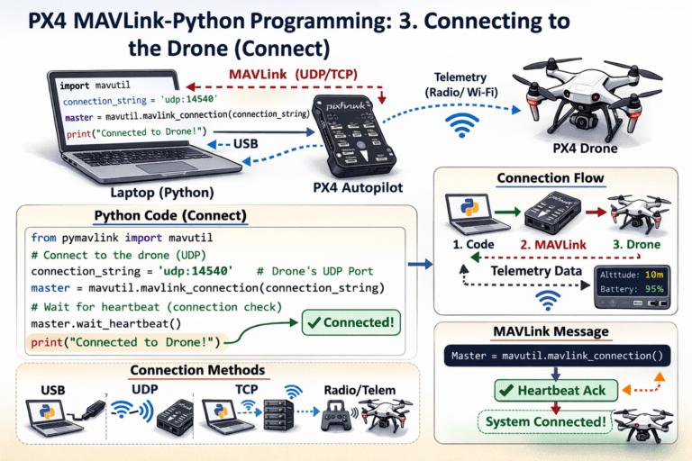 PX4 MAVLink-Python 프로그래밍: 3. 드론에 연결하기(Connect)
