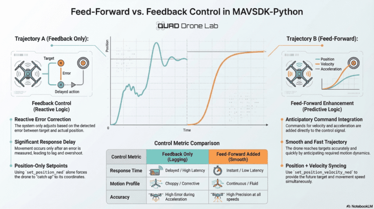 MAVSDK-Python 프로그래밍 완벽 가이드 [제10편]: 목표 도달 효율을 높이는 피드-포워드(Feed-Forward) 동시 제어