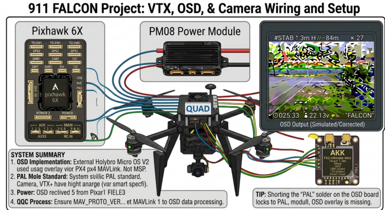 Video Transmitter, OSD, and Camera Wiring & Setup : 911 FALCON Project