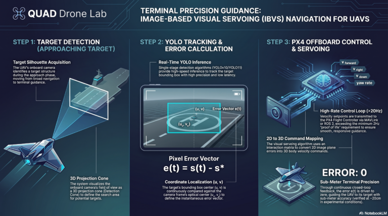 [Hybrid Navigation System: Part 7] [Implementation-Phase 3] Terminal Phase: YOLO-Based Precision Visual Servoing (IBVS) and Offboard Control Simulation